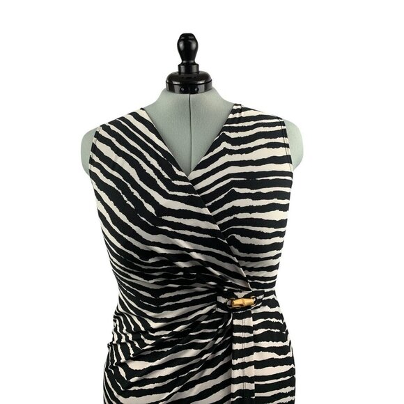 Amanda Lane Zebra Print Sleeveless Wrap Dress XL - Picture 4 of 5